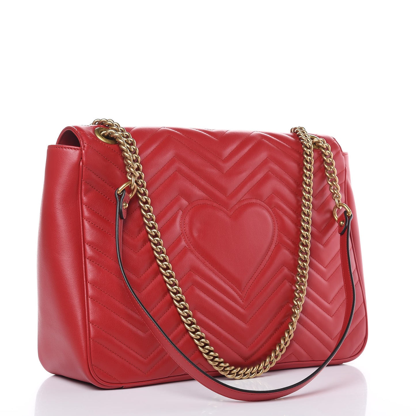 Calfskin Matelasse Large GG Marmont Shoulder Bag Hibiscus Red