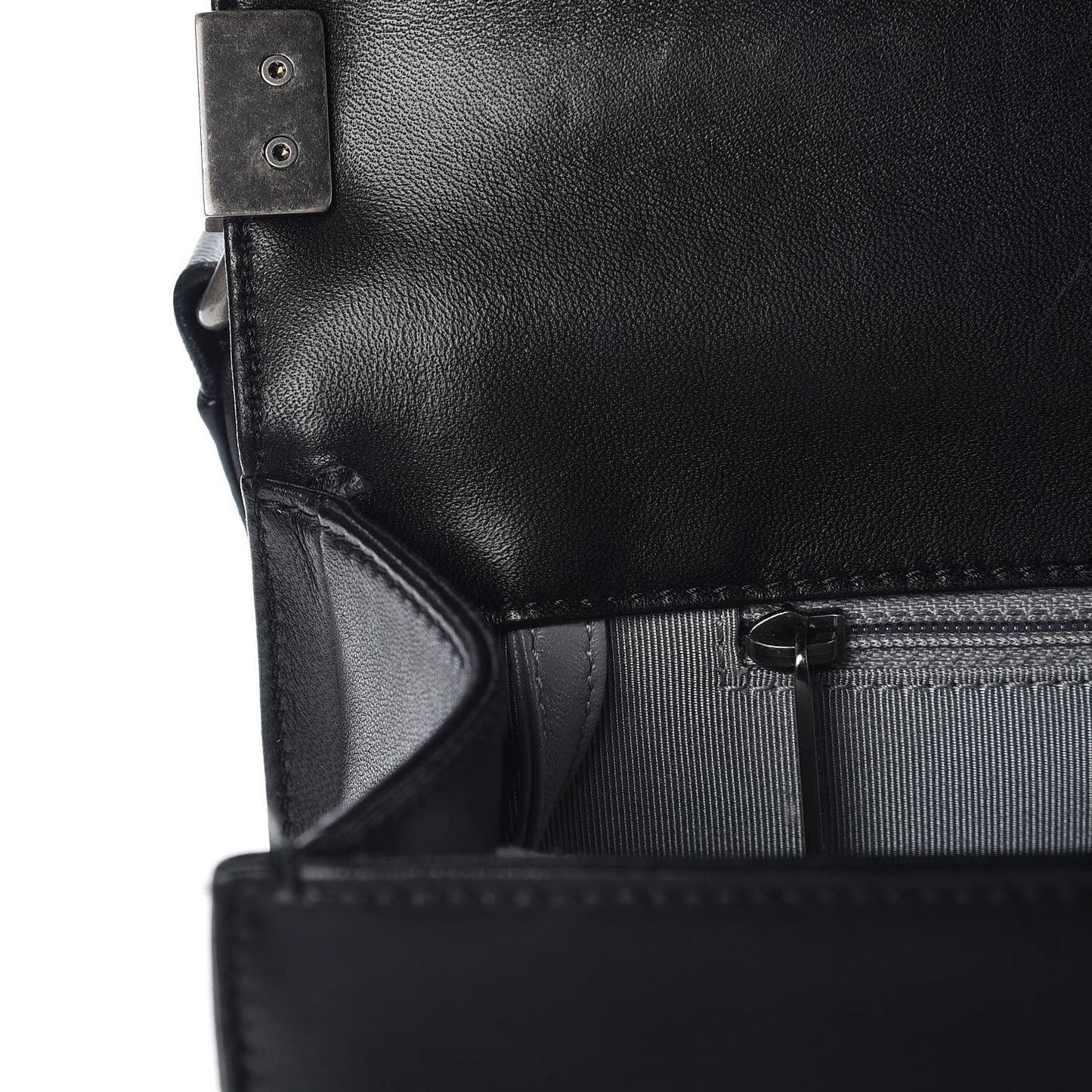 Lambskin Quilted Large Boy Flap Black