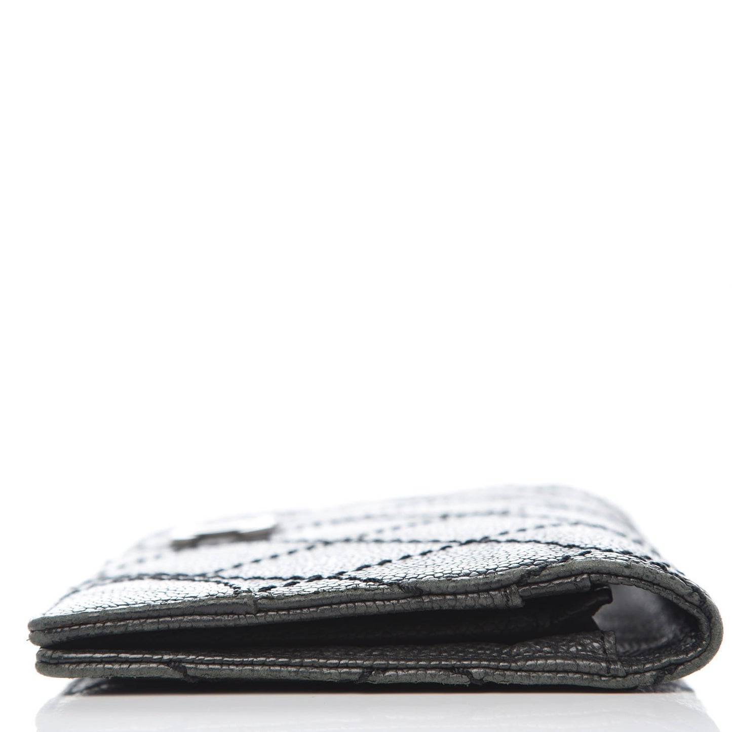 Distressed Caviar Stitched Outdoor Yen Wallet Black