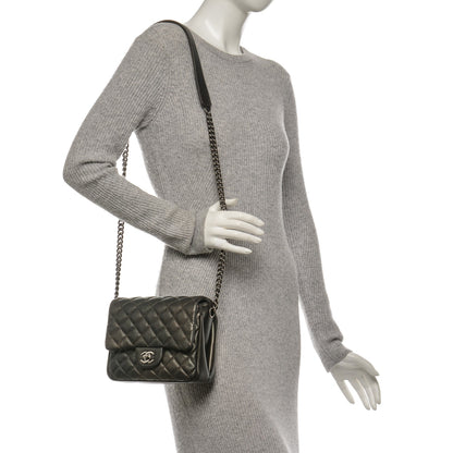 Chanel Metallic Goatskin Quilted Small Rock In Rome Flap Charcoal 2 of 16
