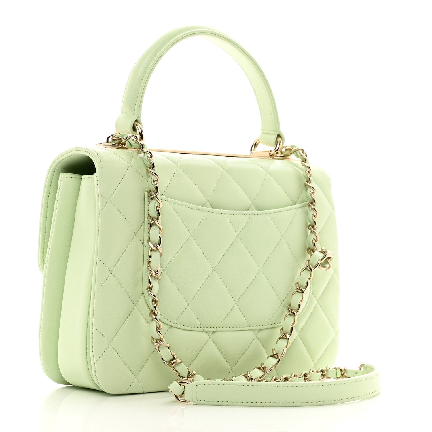 Chanel Lambskin Quilted Small Trendy CC Flap Dual Handle Bag Light Green 3 of 10