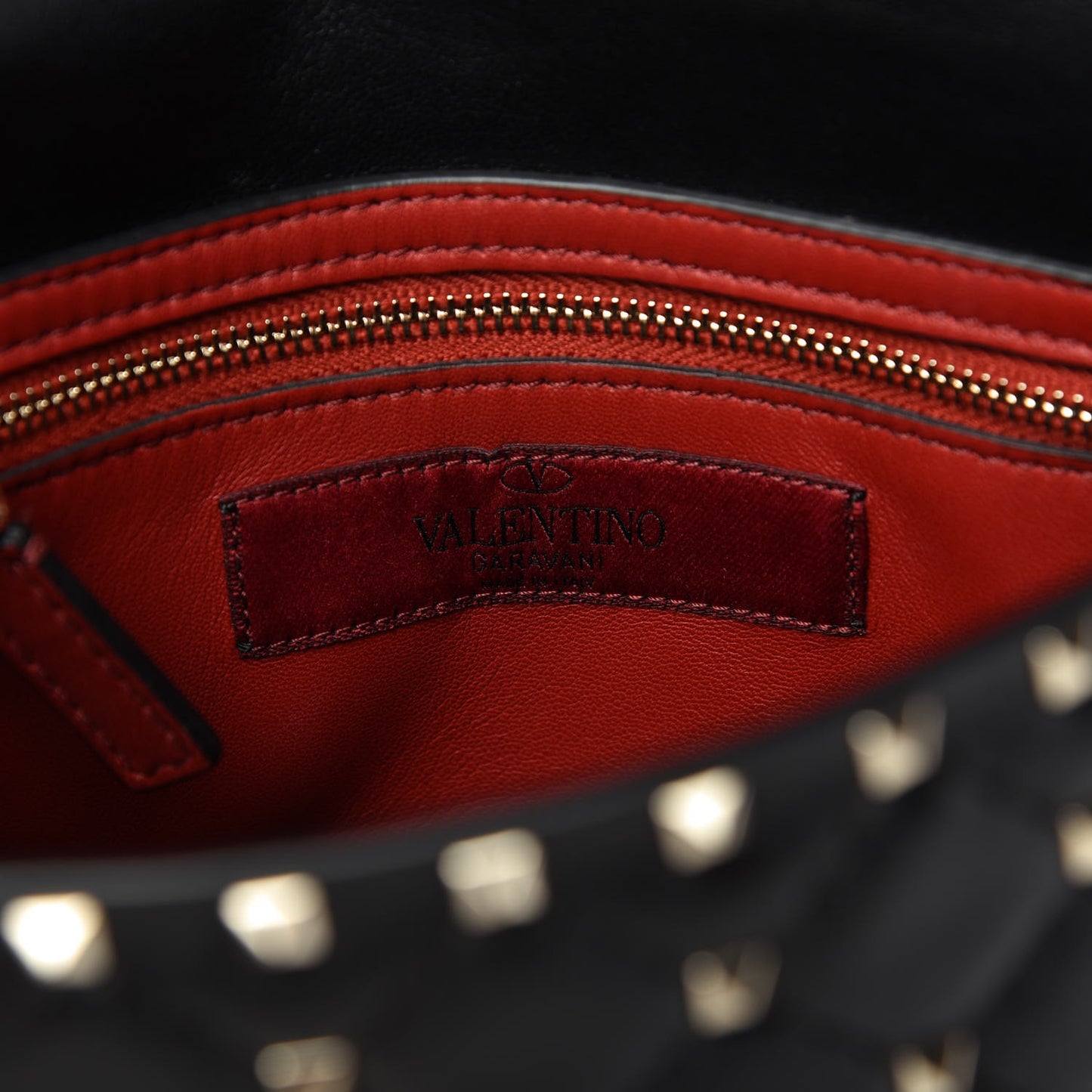 Lambskin Medium Rockstud Spike Shoulder Bag Black