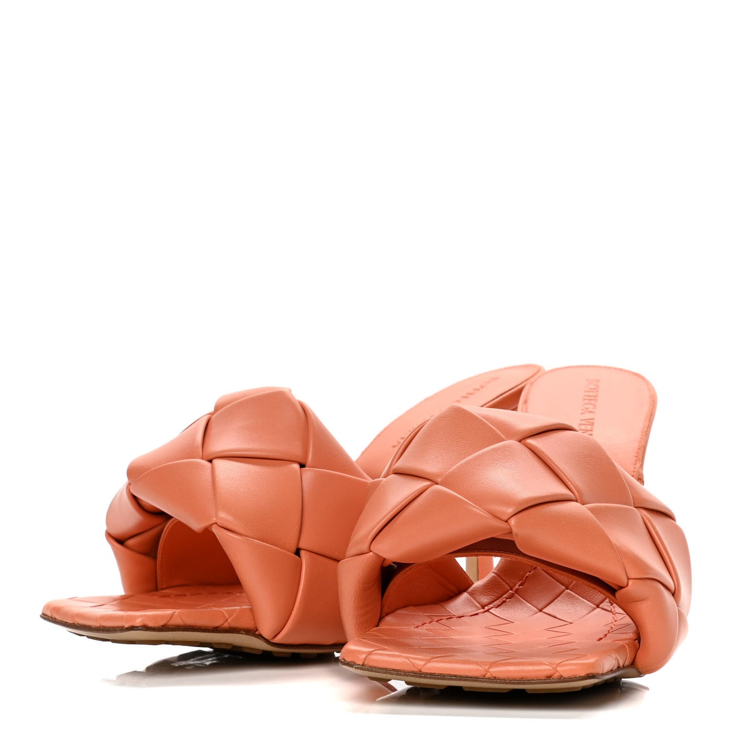 Nappa Maxi Intrecciato Lido Mule Sandals 37 Papaya