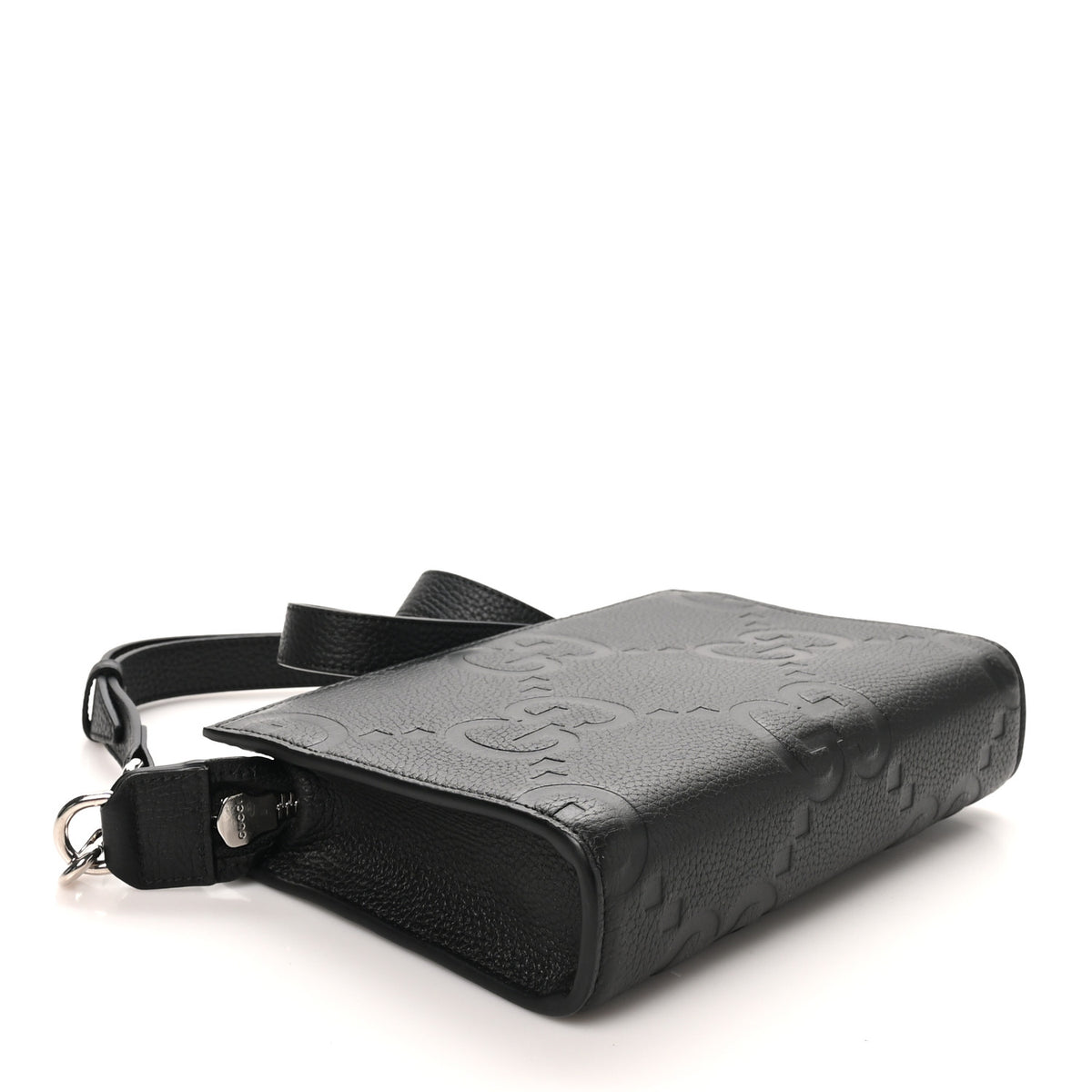 Monogram Jumbo GG Textured Dollar Calfskin Crossbody Bag Black