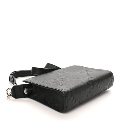 Gucci Monogram Jumbo GG Textured Dollar Calfskin Crossbody Bag Black 3 of 9
