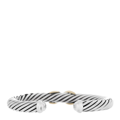 David Yurman Sterling Silver 14K Yellow Gold 7mm X Station Cable Bracelet 2 of 3