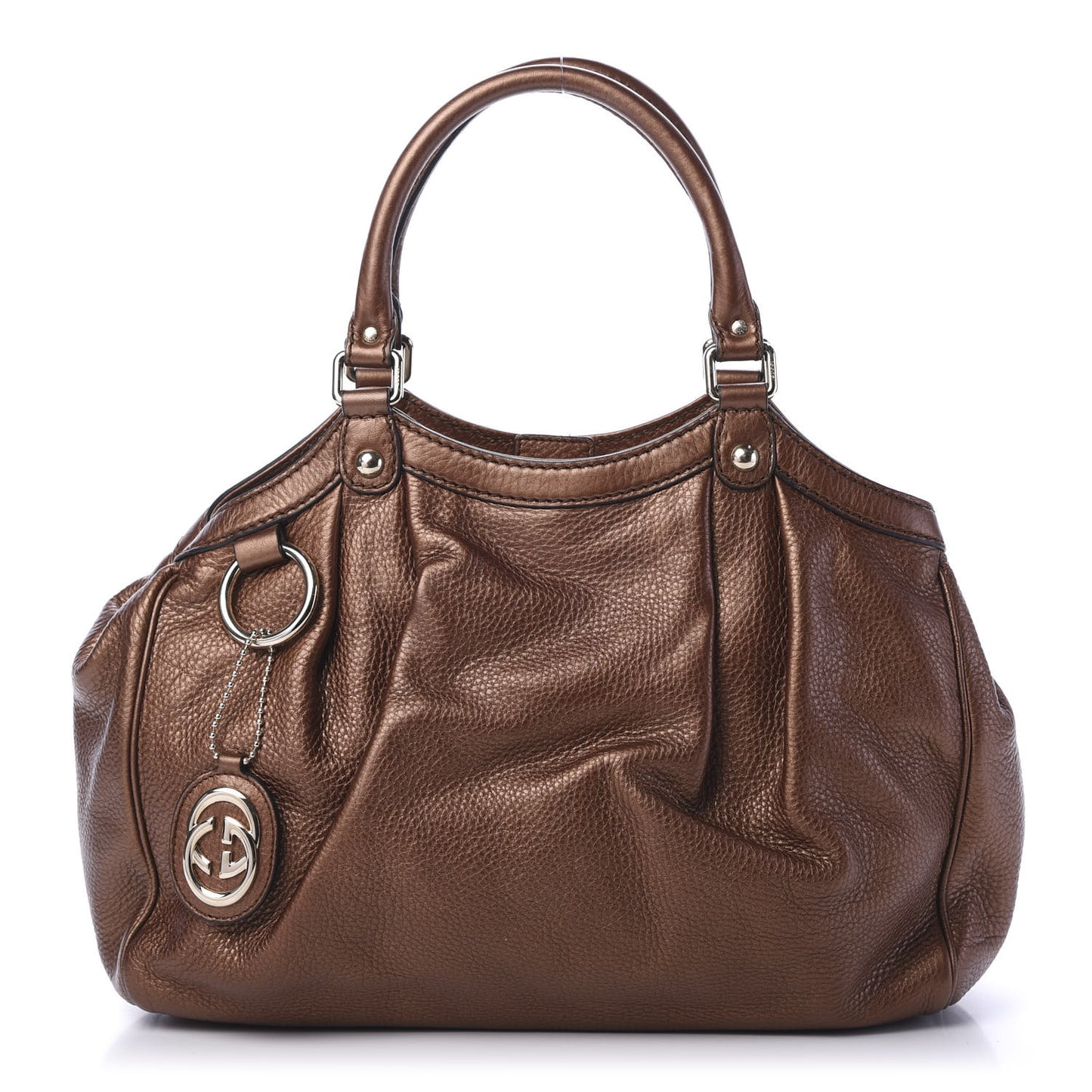 Metallic Calfskin Medium Sukey Tote Brown