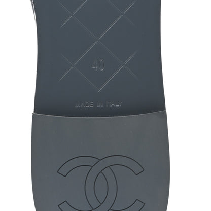Chanel Lambskin Quilted Turnlock Flat Mules 40 Dark Blue 8 of 10