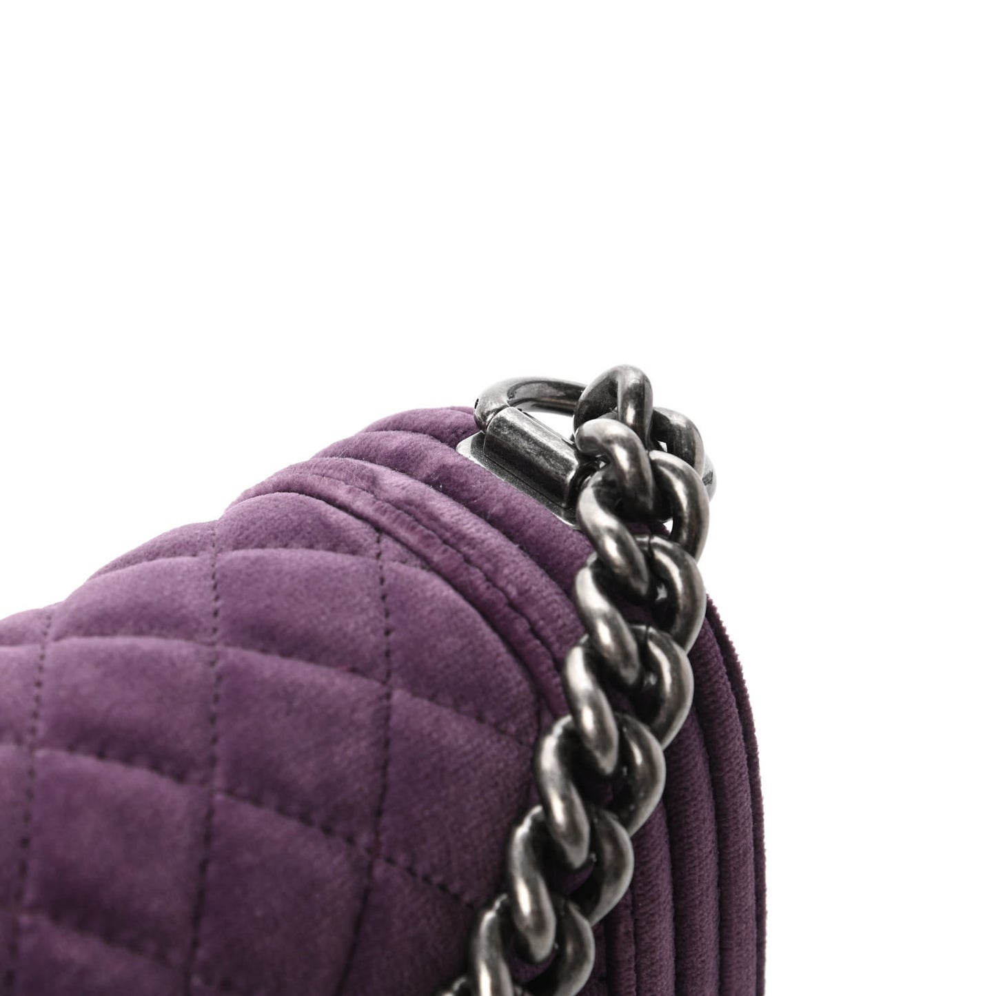 Velvet Quilted Small Boy Flap Purple