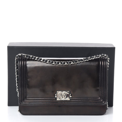 Chanel Glazed Calfskin Boy Wallet On Chain WOC Black 18 of 18