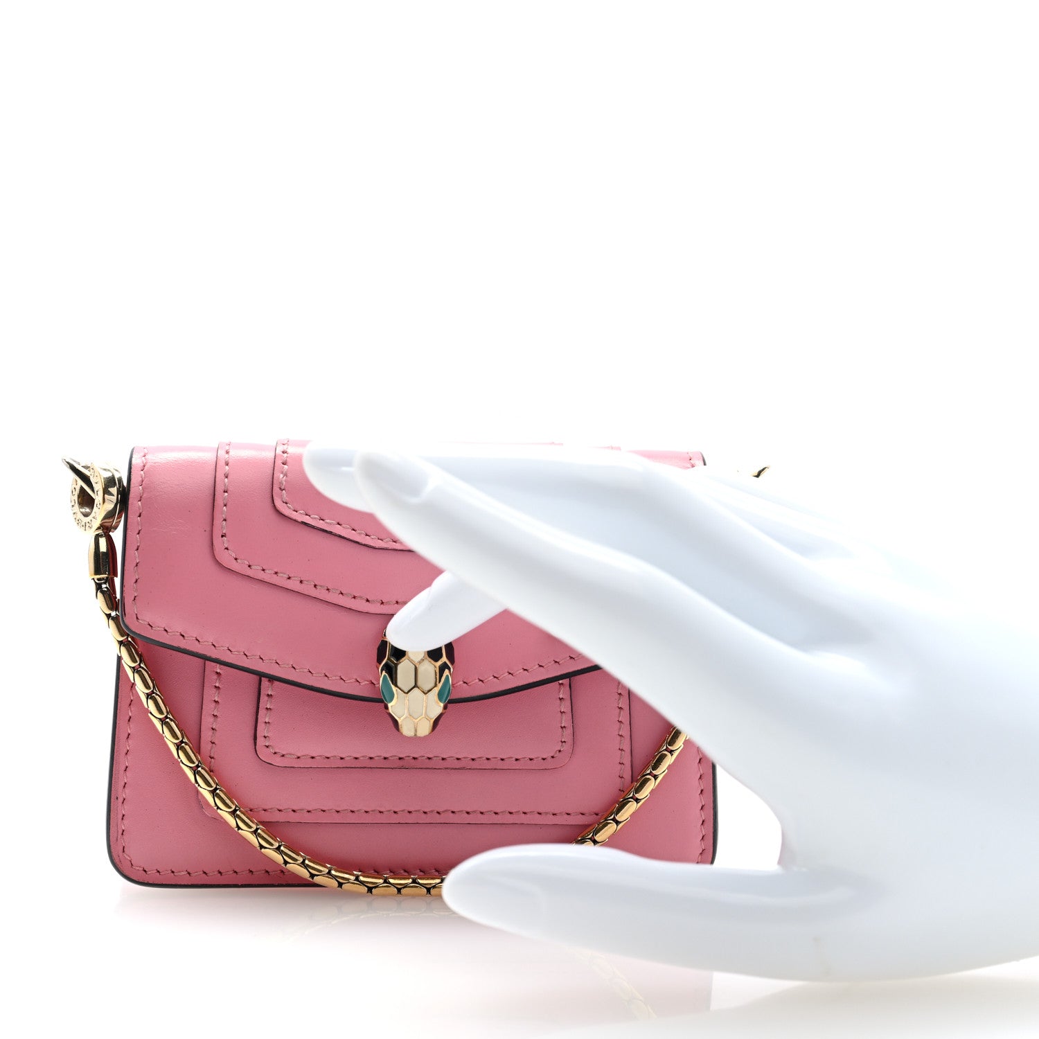 Bulgari Calfskin Serpenti Forever Miniature Bag Charm Pink 2 of 8