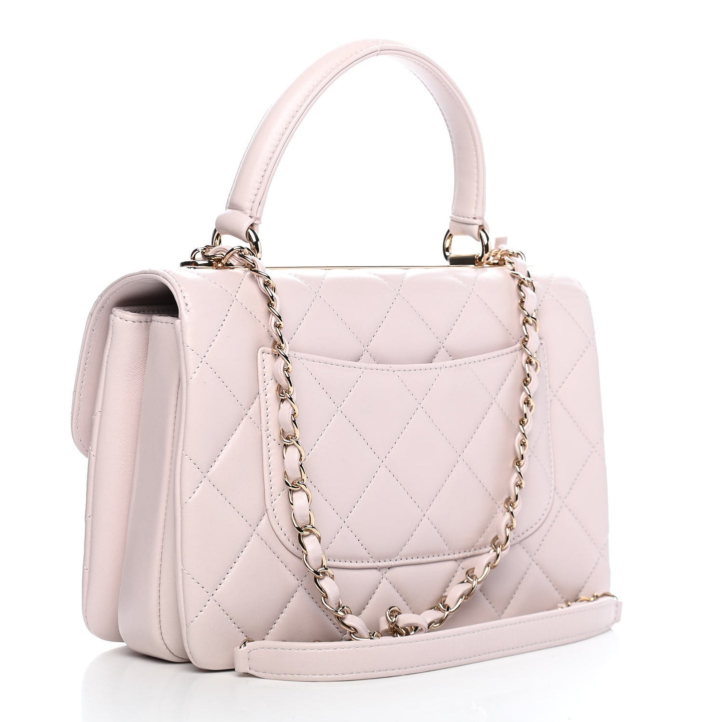 Lambskin Quilted Small Trendy CC Flap Dual Handle Bag Light Purple