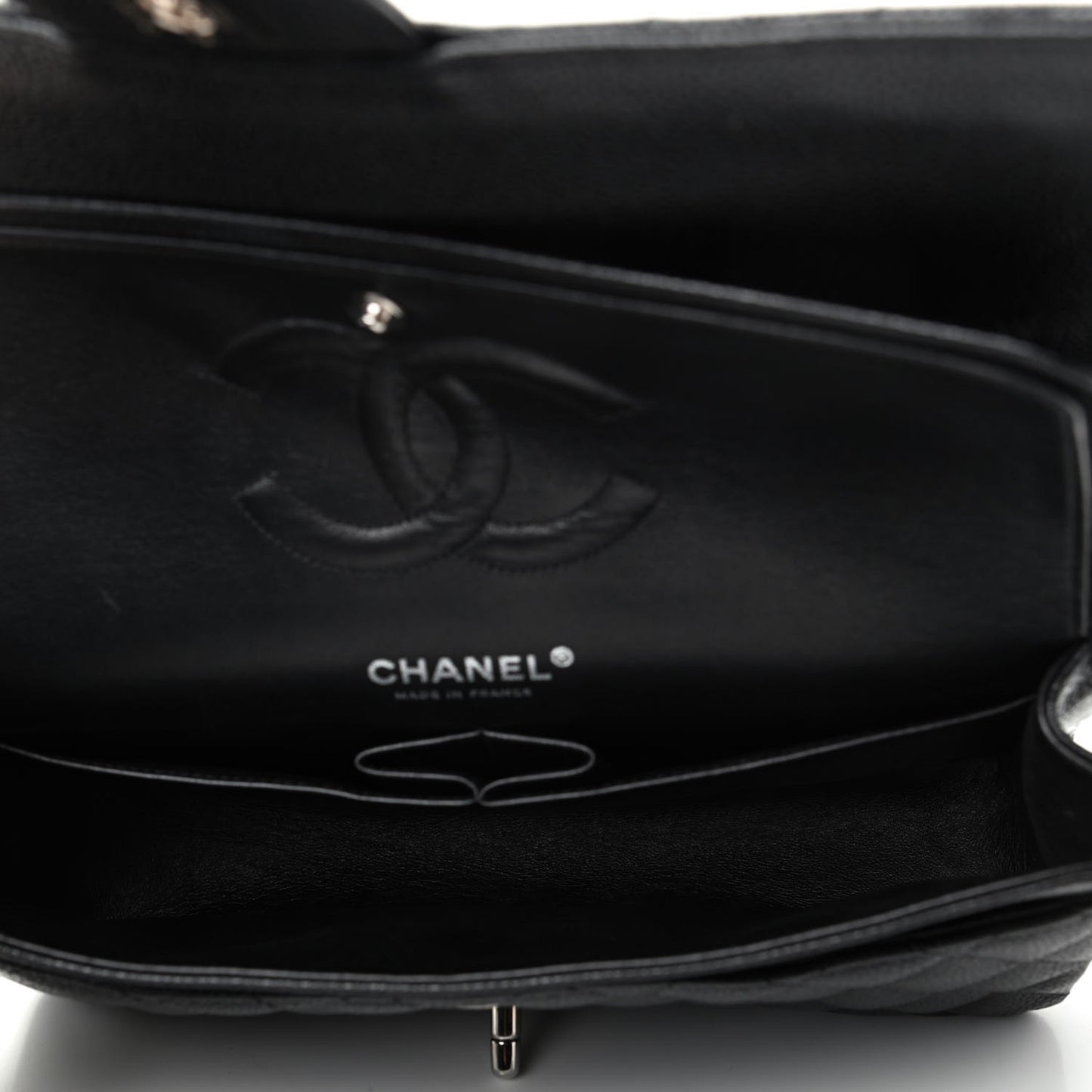 Caviar Quilted Medium Double Flap Black