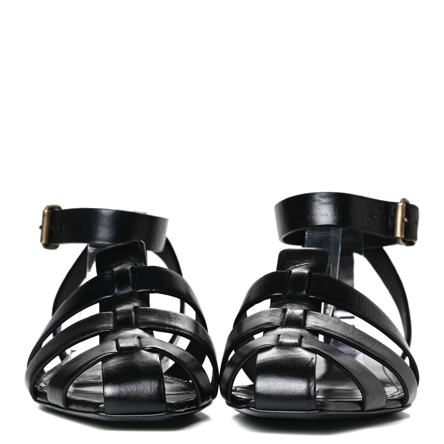 Saint Laurent Calfskin Tribute 05 Ankle Wrap Sandals 40.5 Black 2 of 9