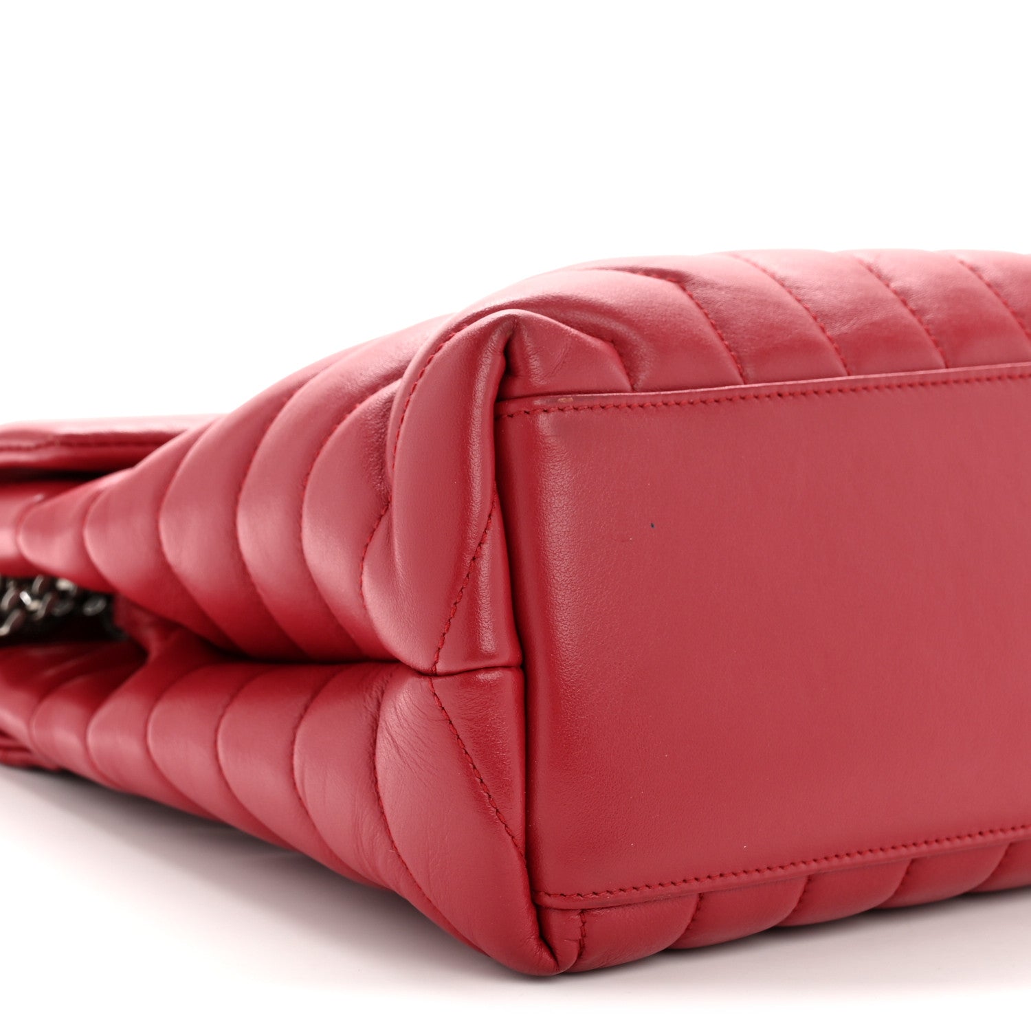 Saint Laurent Calfskin Y Quilted Monogram Medium Loulou Chain Satchel Lipstick Red 9 of 14