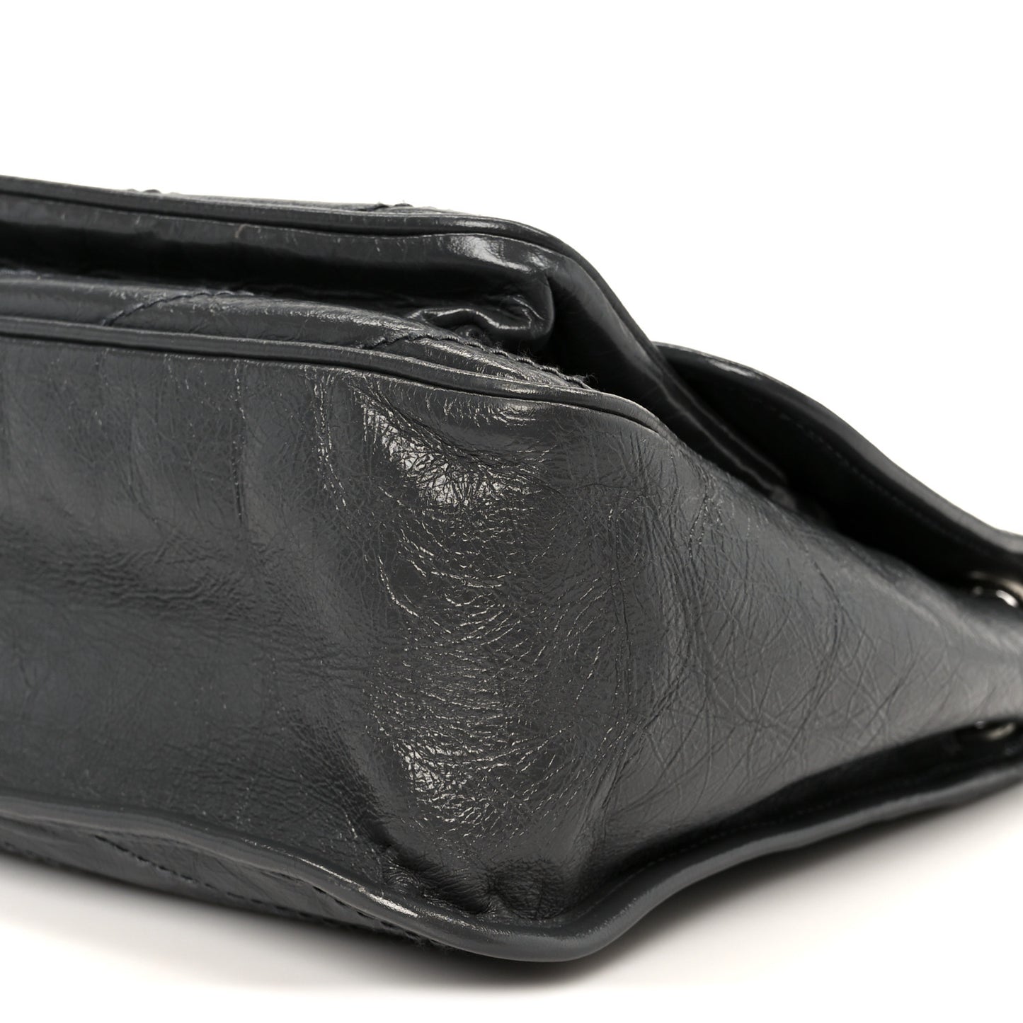 Crinkled Calfskin Matelasse Monogram Medium Niki Chain Satchel Fog