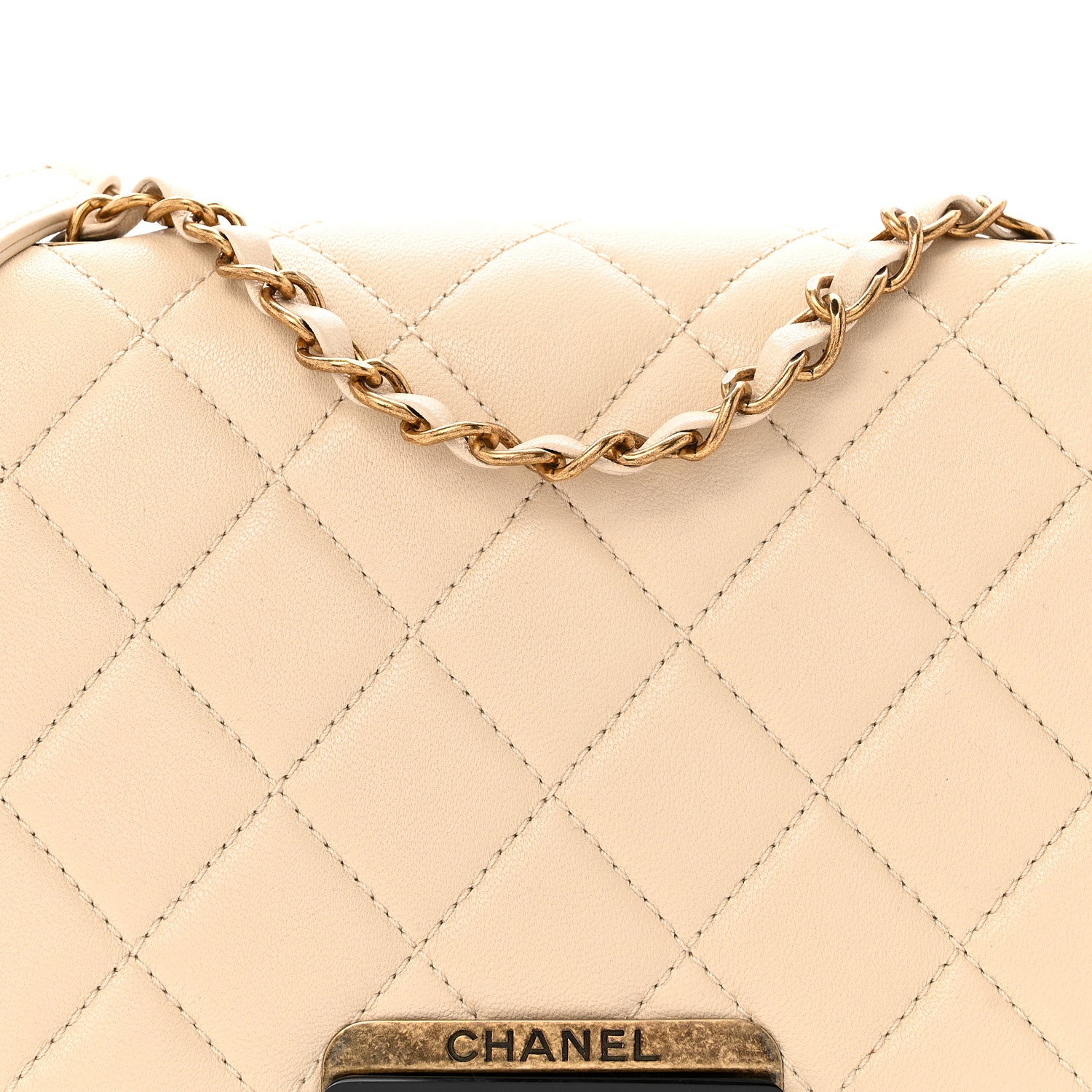 Chanel Sheepskin Quilted Large Beauty Lock Flap Beige 9 of 17