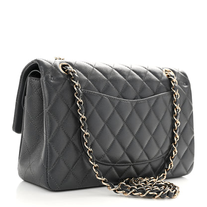 Chanel Caviar Quilted Medium Double Flap Dark Grey 3 of 12
