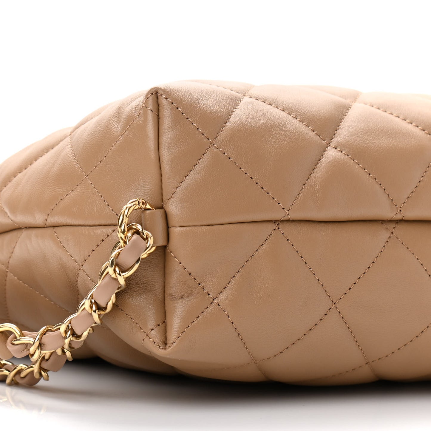 Lambskin Quilted Hobo Beige