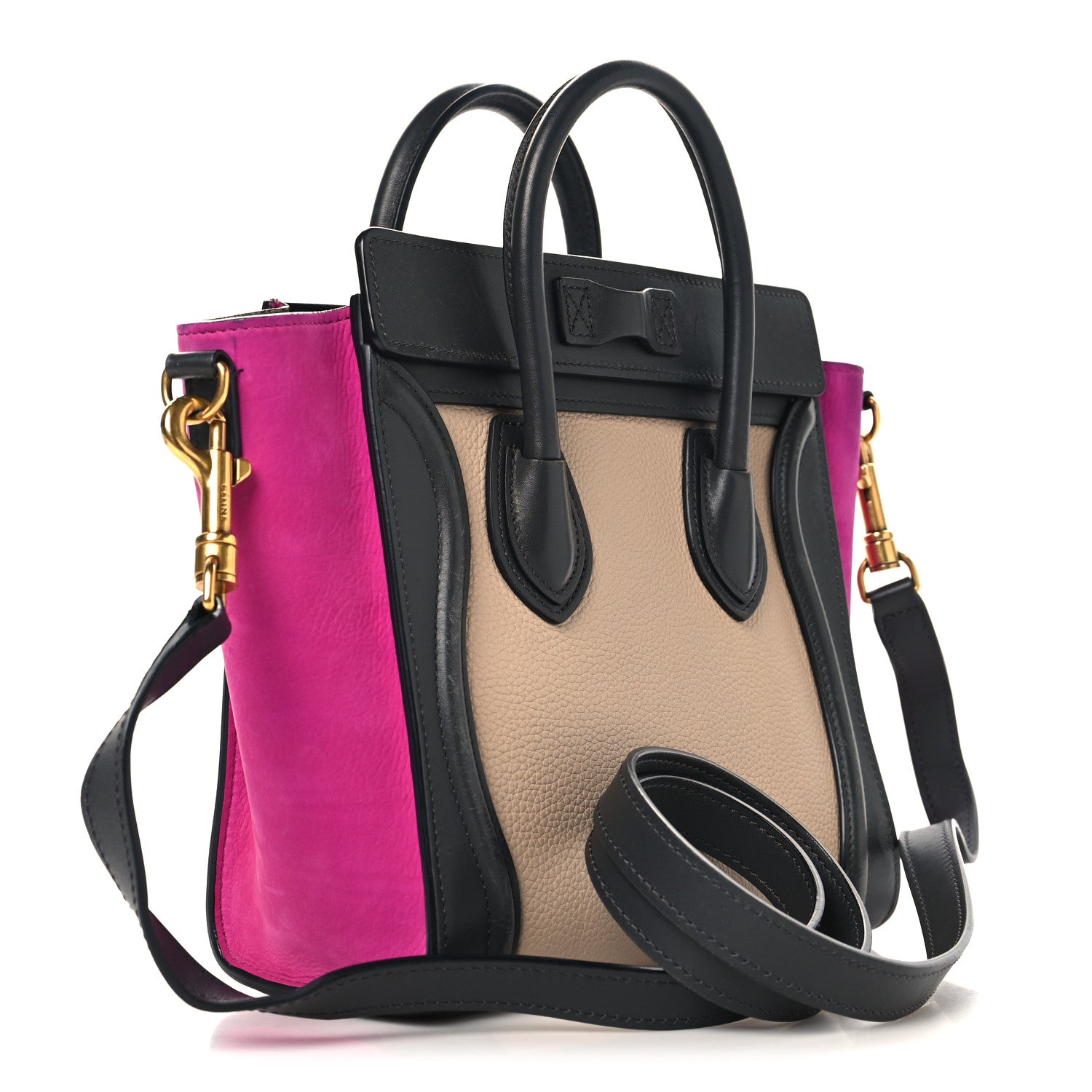 Celine Baby Grained Calfskin Nubuck Nano Tri-Color Luggage Fuchsia 3 of 14