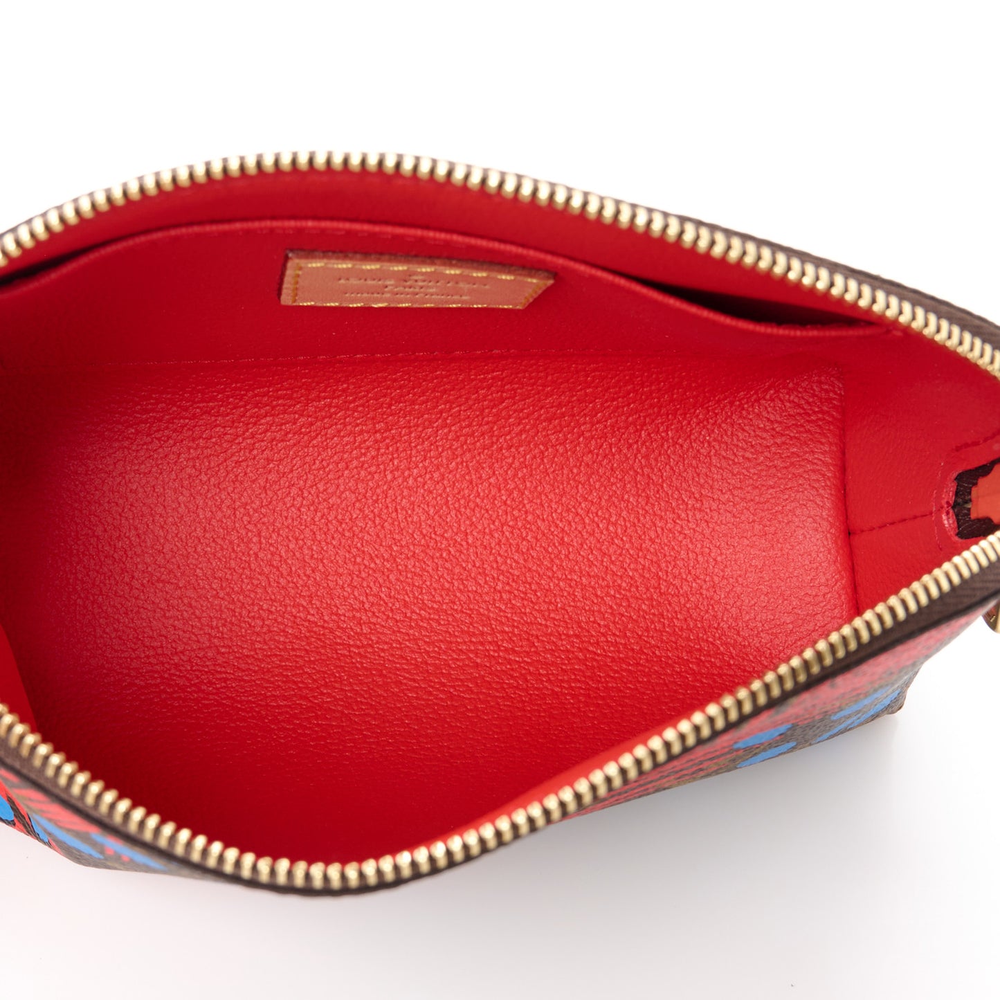 Monogram Jungle Dots Cosmetic Pouch Coquelicot Denim