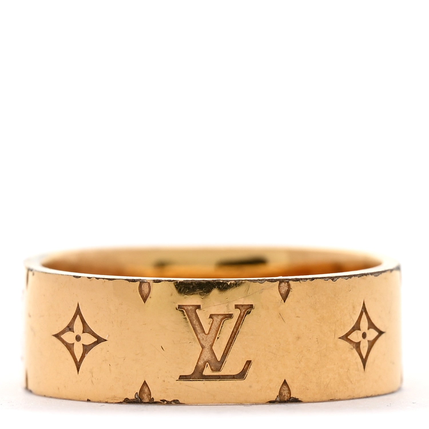 Louis Vuitton Brass Monogram Engraved Nanogram Ring S Gold 1841172