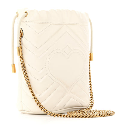 Gucci Calfskin Matelasse Mini GG Marmont 2.0 Bucket Bag White 3 of 11