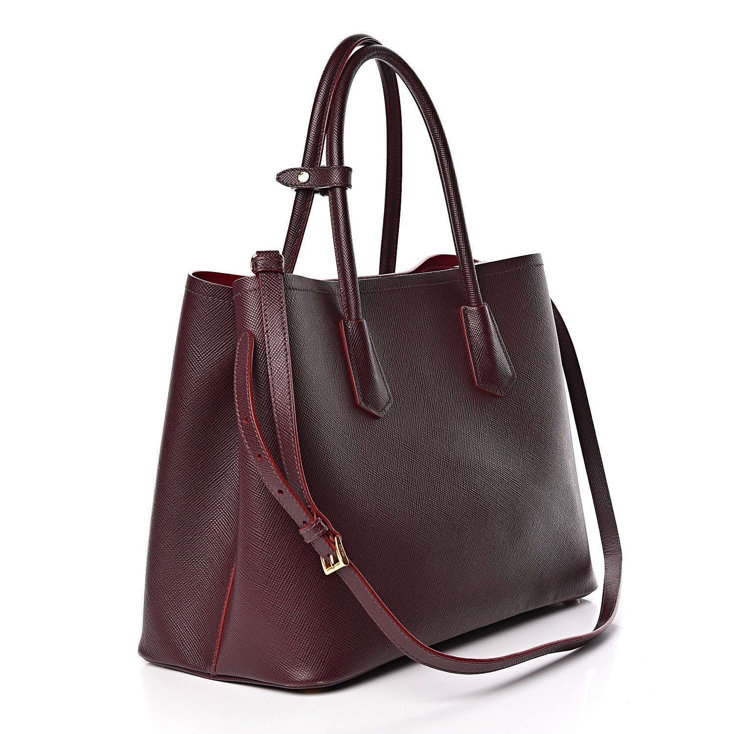 Prada Saffiano Cuir Large Double Bag Granato Scarlatto 3 of 13