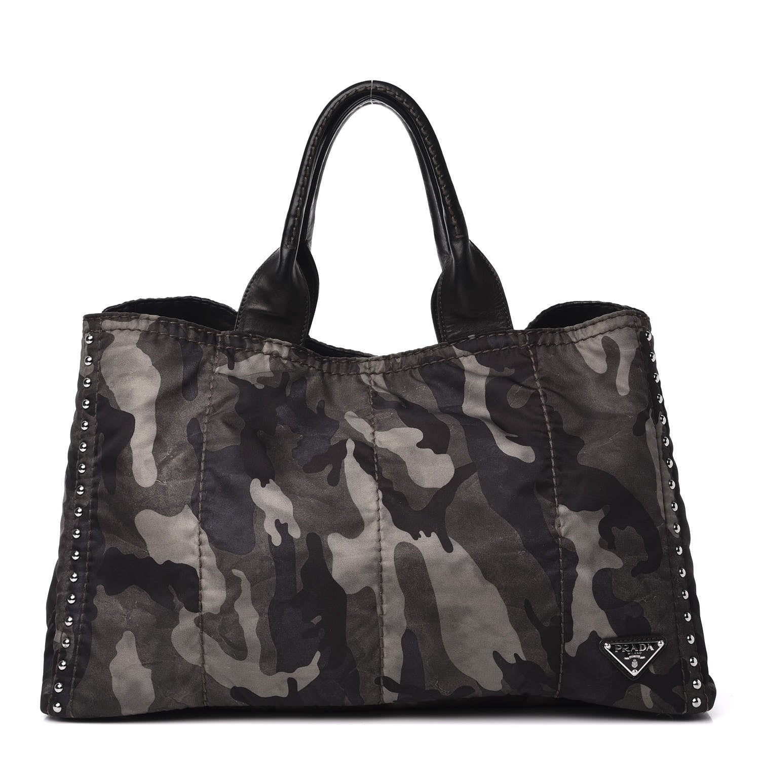 Prada Tessuto Nylon Studded Camouflage Tote Fumo 1 of 10