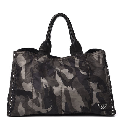 Prada Tessuto Nylon Studded Camouflage Tote Fumo 1 of 10