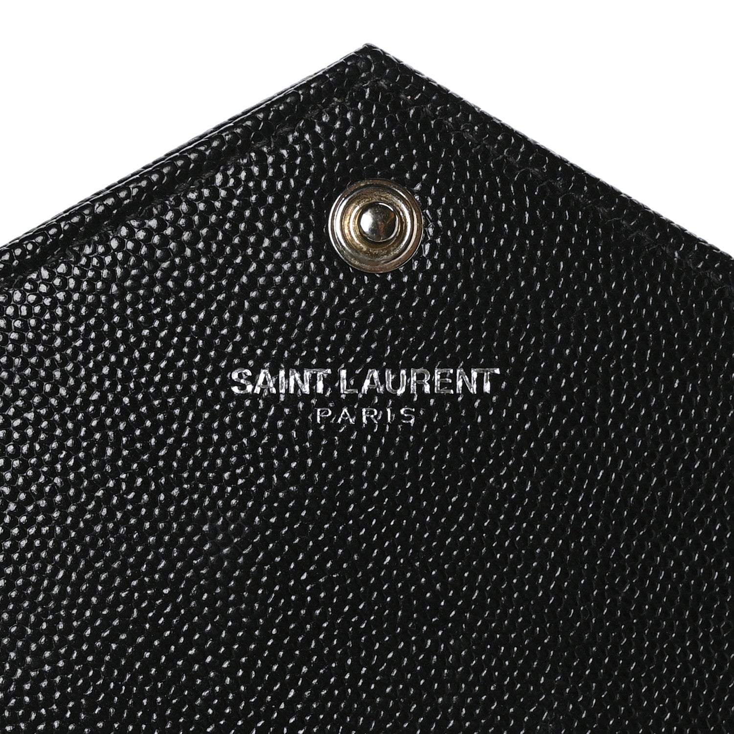Saint Laurent Grain De Poudre Matelasse Chevron Monogram Envelope Chain Wallet Black 7 of 7