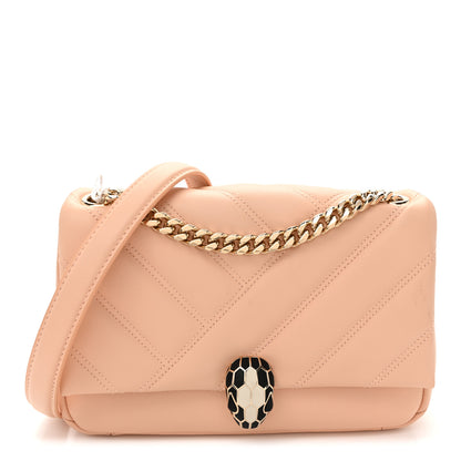 Bulgari Calfskin Matelasse Small Serpenti Cabochon Shoulder Bag Peach 1 of 10