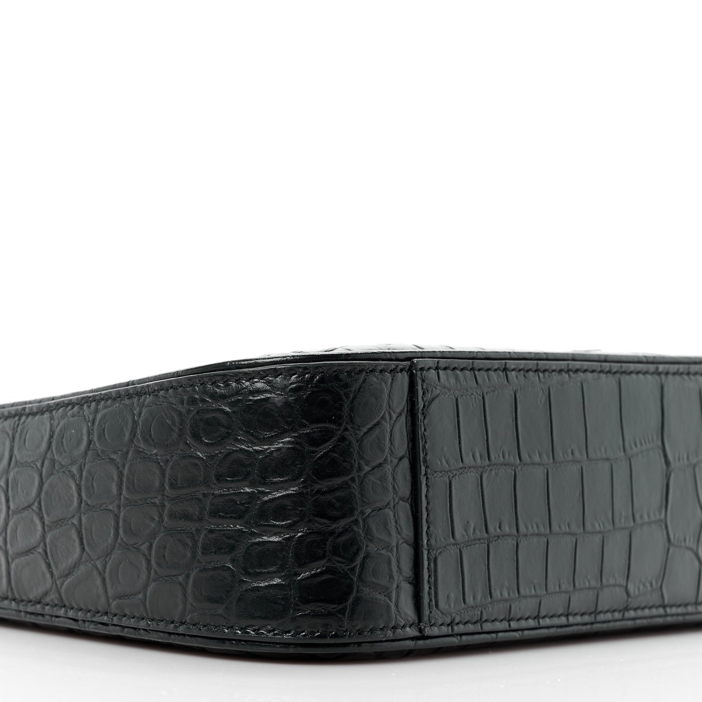 SAINT LAURENT Calfskin Crocodile Embossed LE 5 A 7 Hobo Black