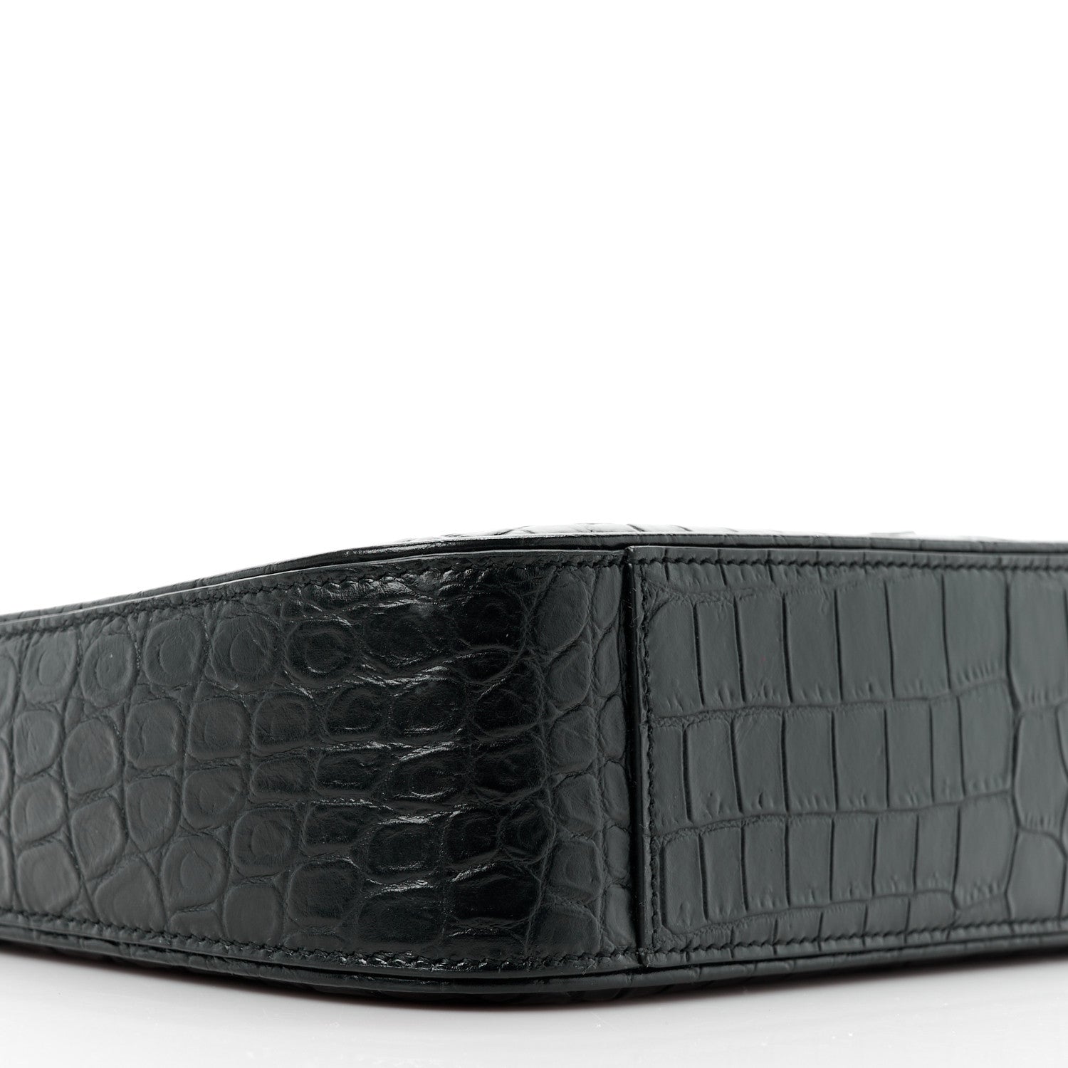 Saint Laurent SAINT LAURENT Calfskin Crocodile Embossed LE 5 A 7 Hobo Black 8 of 9