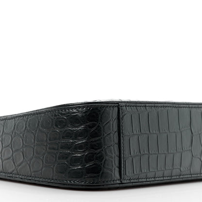 Saint Laurent SAINT LAURENT Calfskin Crocodile Embossed LE 5 A 7 Hobo Black 8 of 9