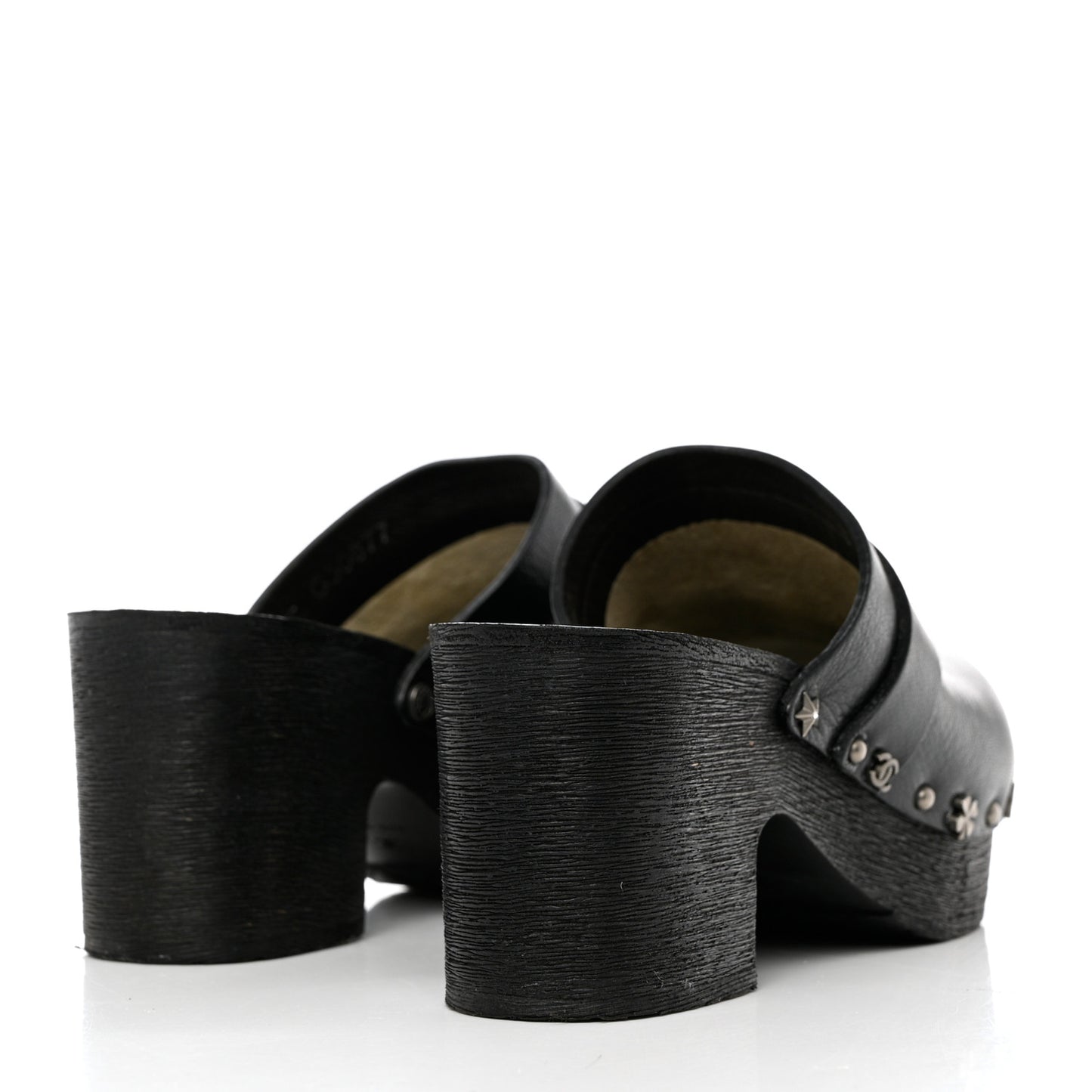 Calfskin CC Lucky Charms Studded Clogs 35 Black
