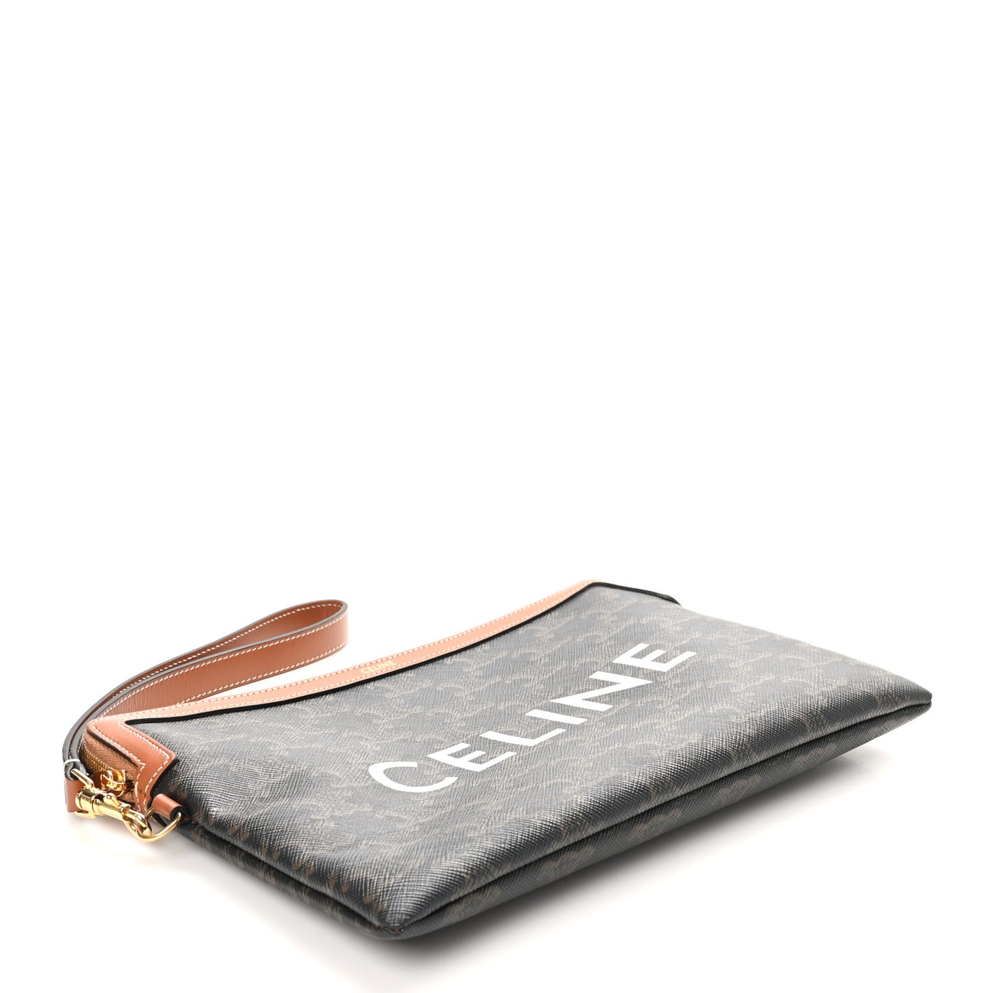 Triomphe Canvas Calfskin Small Pouch Tan