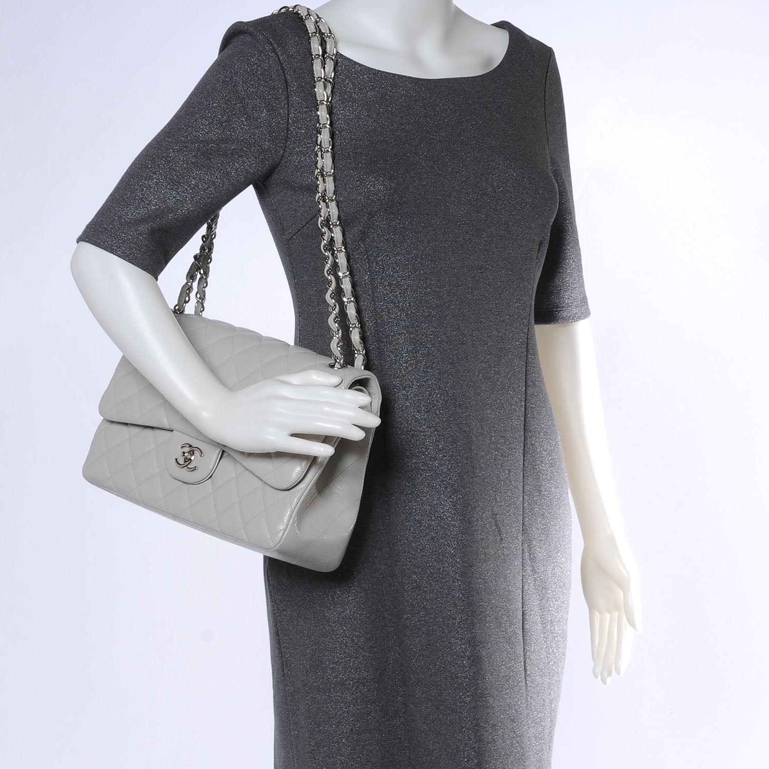 Chanel Caviar Jumbo Double Flap Grey 2 of 9