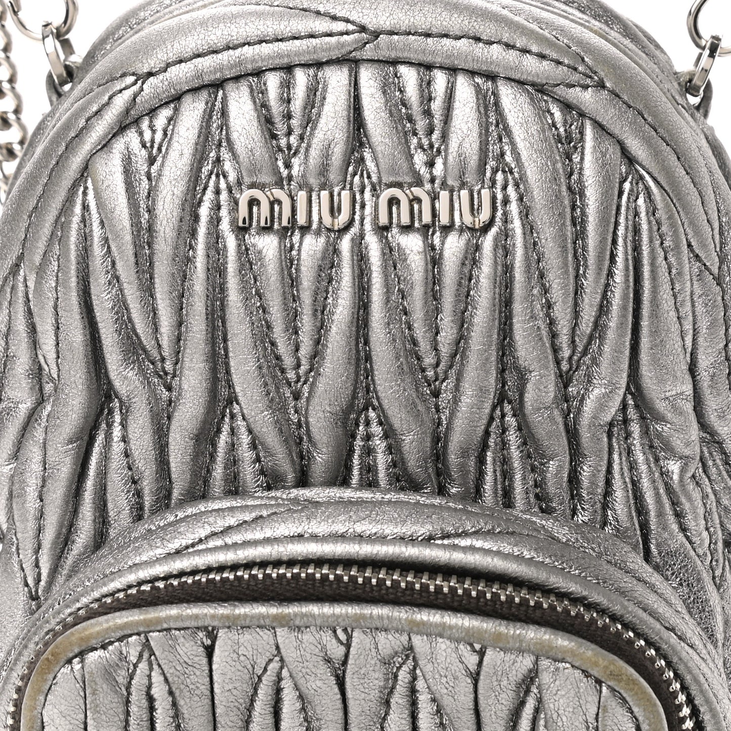 Metallic Nappa Matelasse Lux Mini Backpack Cromo