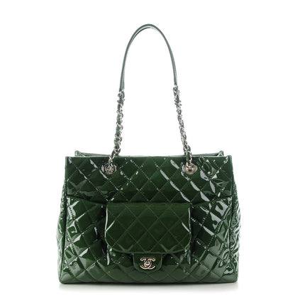 Chanel Patent Quilted Large Coco Shine Shopping Tote Dark Green 1 of 7