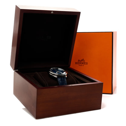 Hermes Stainless Steel Alligator 43mm Arceau Grande Lune Automatic Watch Bleu Abysse 5 of 5