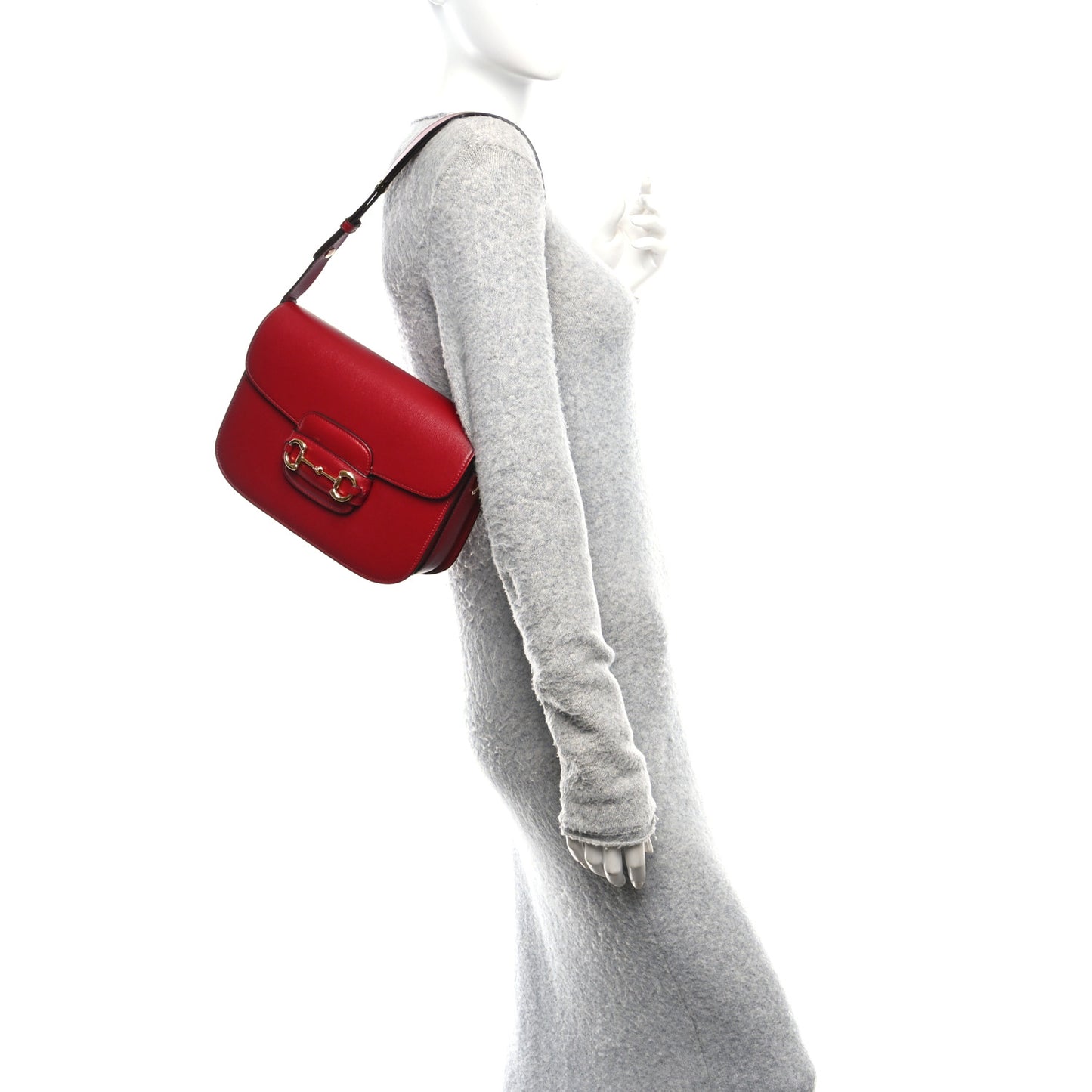 Azalea Calfskin Horsebit 1955 Shoulder Bag New Cherry Red