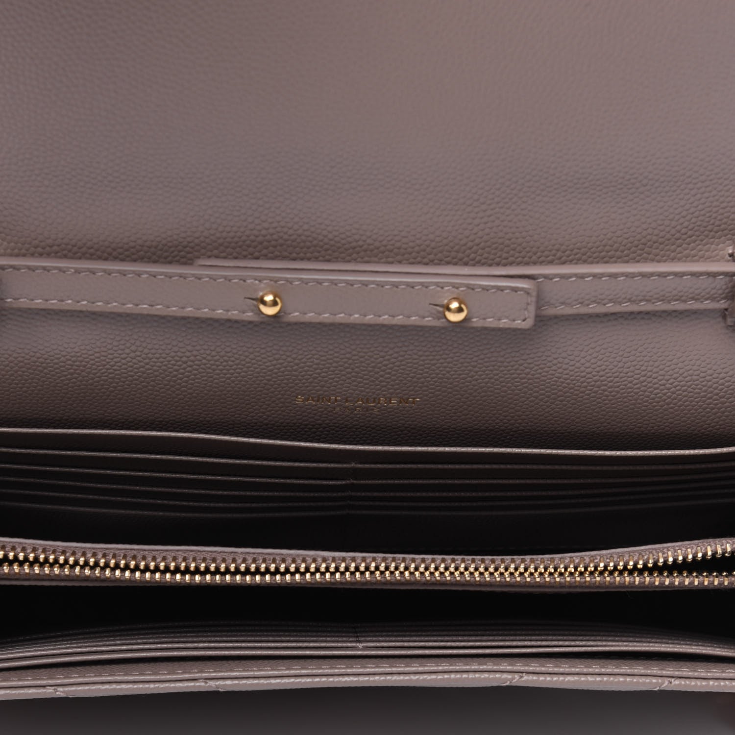 Saint Laurent Grain De Poudre Matelasse Chevron Monogram Chain Wallet Fard 5 of 15
