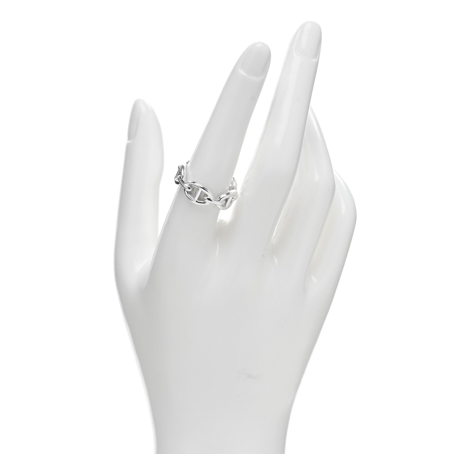 Hermes Sterling Silver PM Chaine d'Ancre Enchainee Band Ring 56 7.5 2 of 5