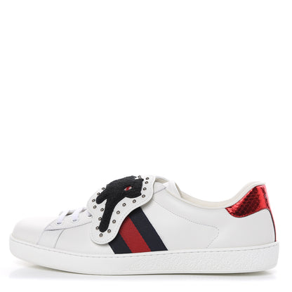 Gucci Calfskin Ayers Web Panther Embroidered Mens Ace Sneakers 10 White 1 of 10