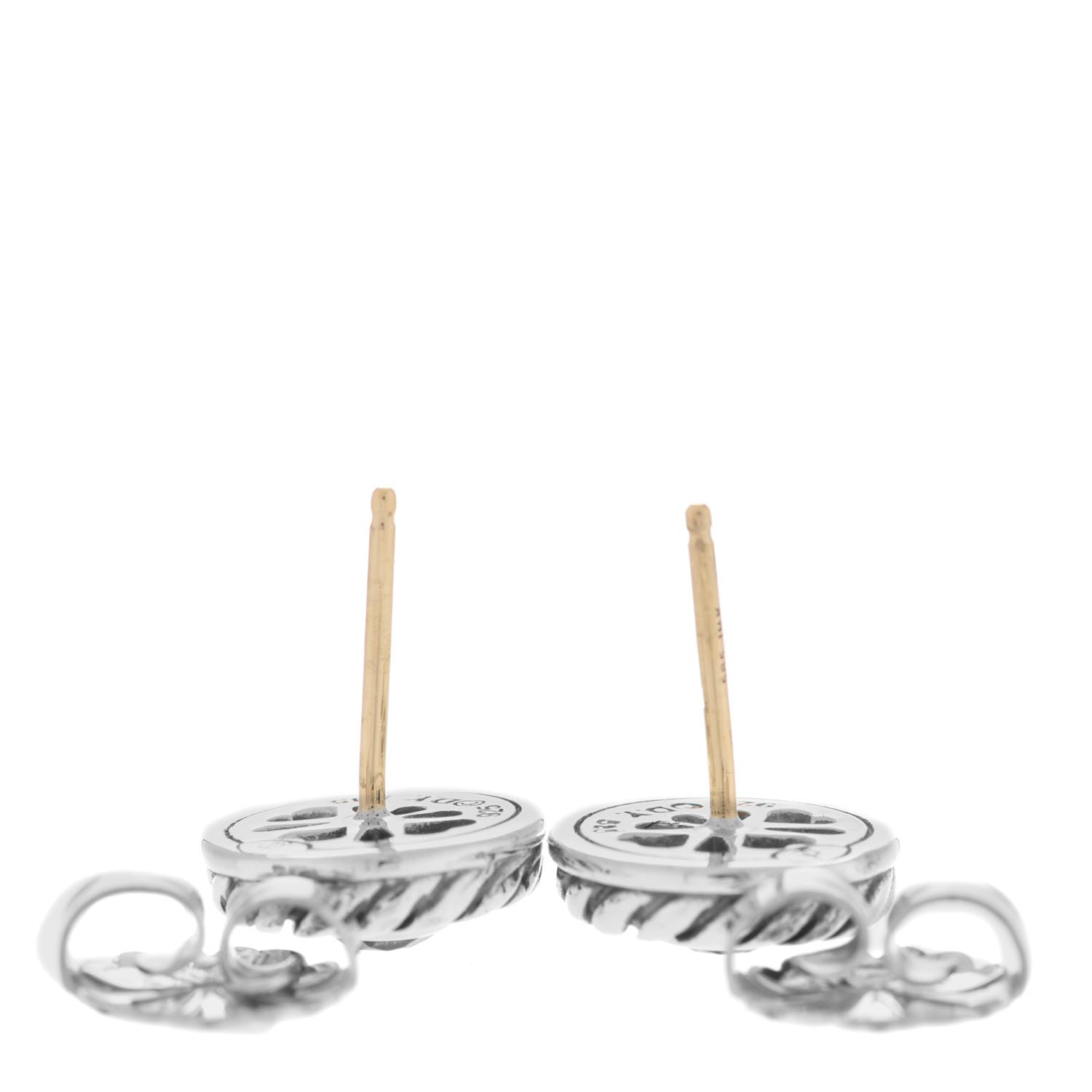 David Yurman Sterling Silver 14K Yellow Gold Blue Topaz Cookie Cable Earrings 8 of 10