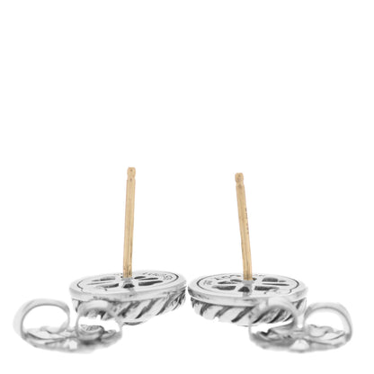 David Yurman Sterling Silver 14K Yellow Gold Blue Topaz Cookie Cable Earrings 8 of 10