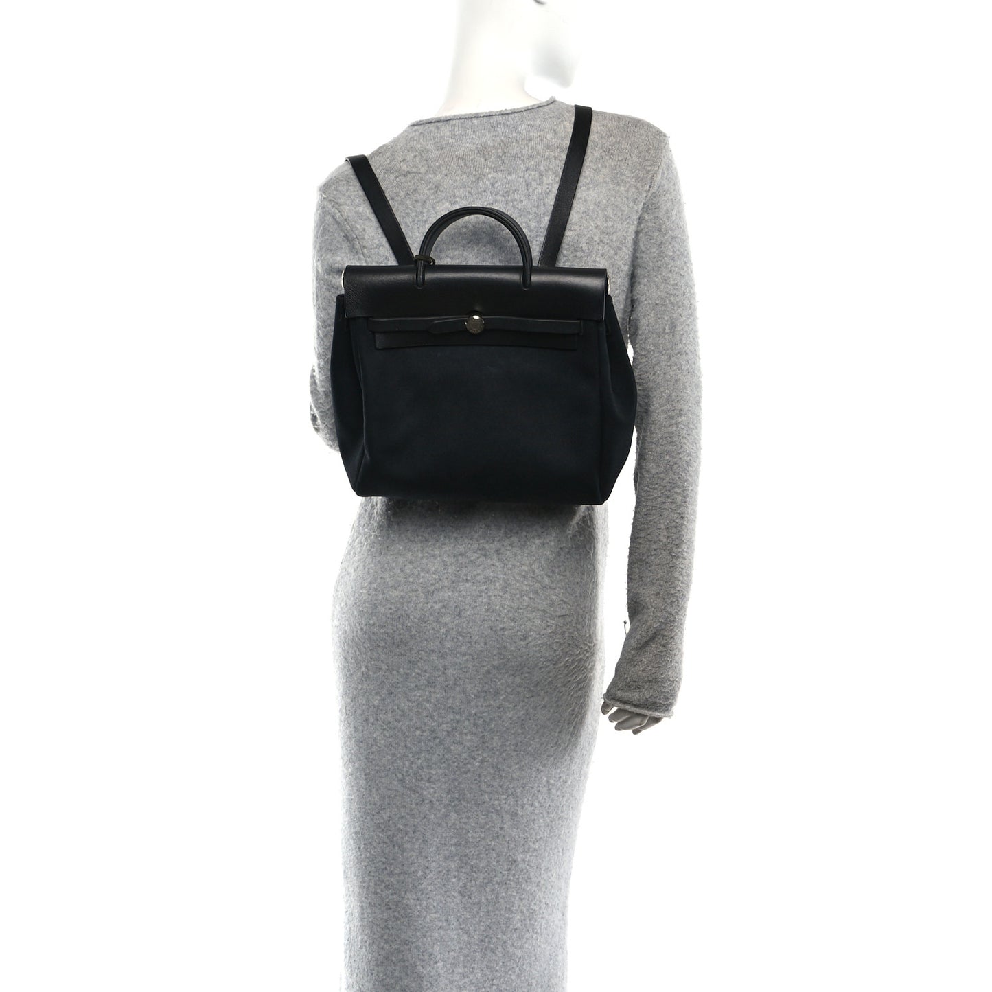 Toile Vache Calfskin Herbag 30 PM Backpack Black