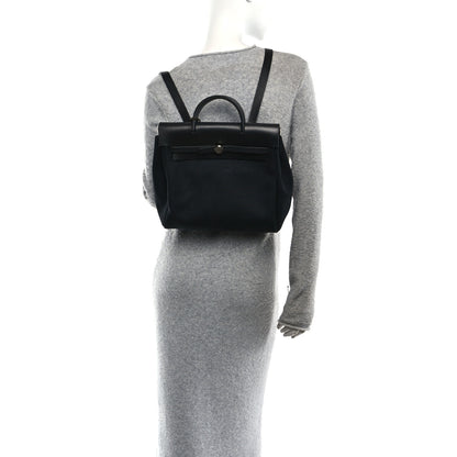 Hermes Toile Vache Calfskin Herbag 30 PM Backpack Black 2 of 10
