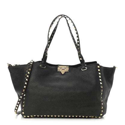 Valentino Garavani Pebbled Calfskin Medium Rockstud Tote Black 1 of 9